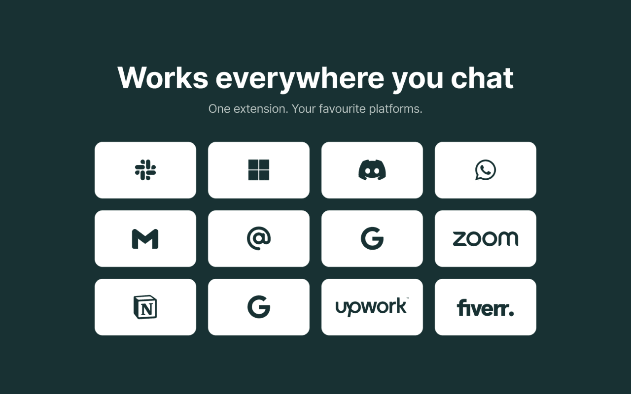 Official HoverTime store visual listing supported chat, email, and collaboration platforms