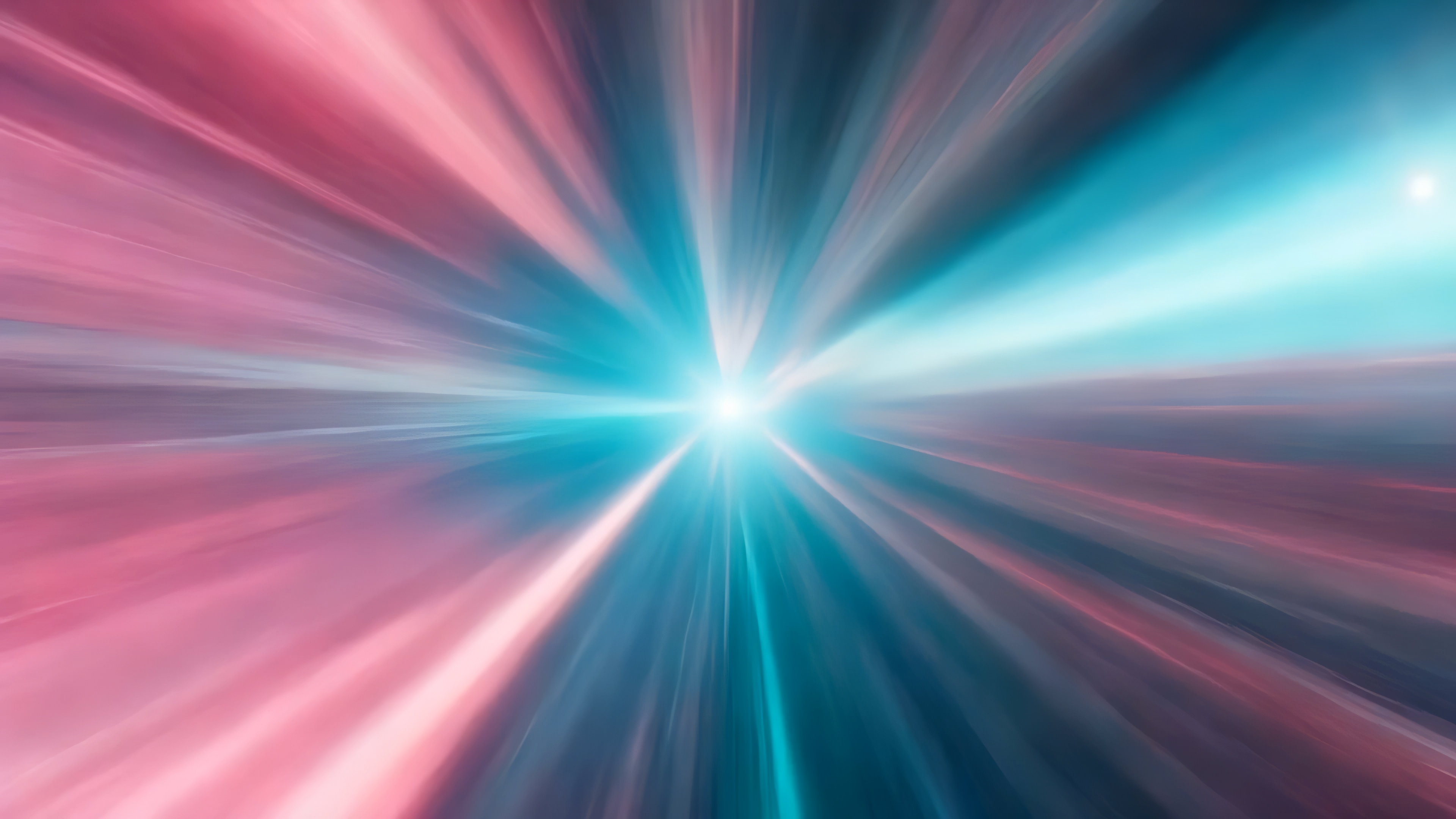 The maker's boundary still: pink and blue rays converge toward a bright tunnel centre.