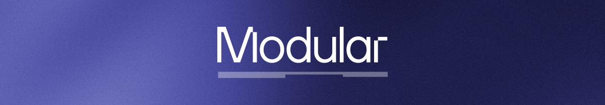 The Modular wordmark on a purple gradient