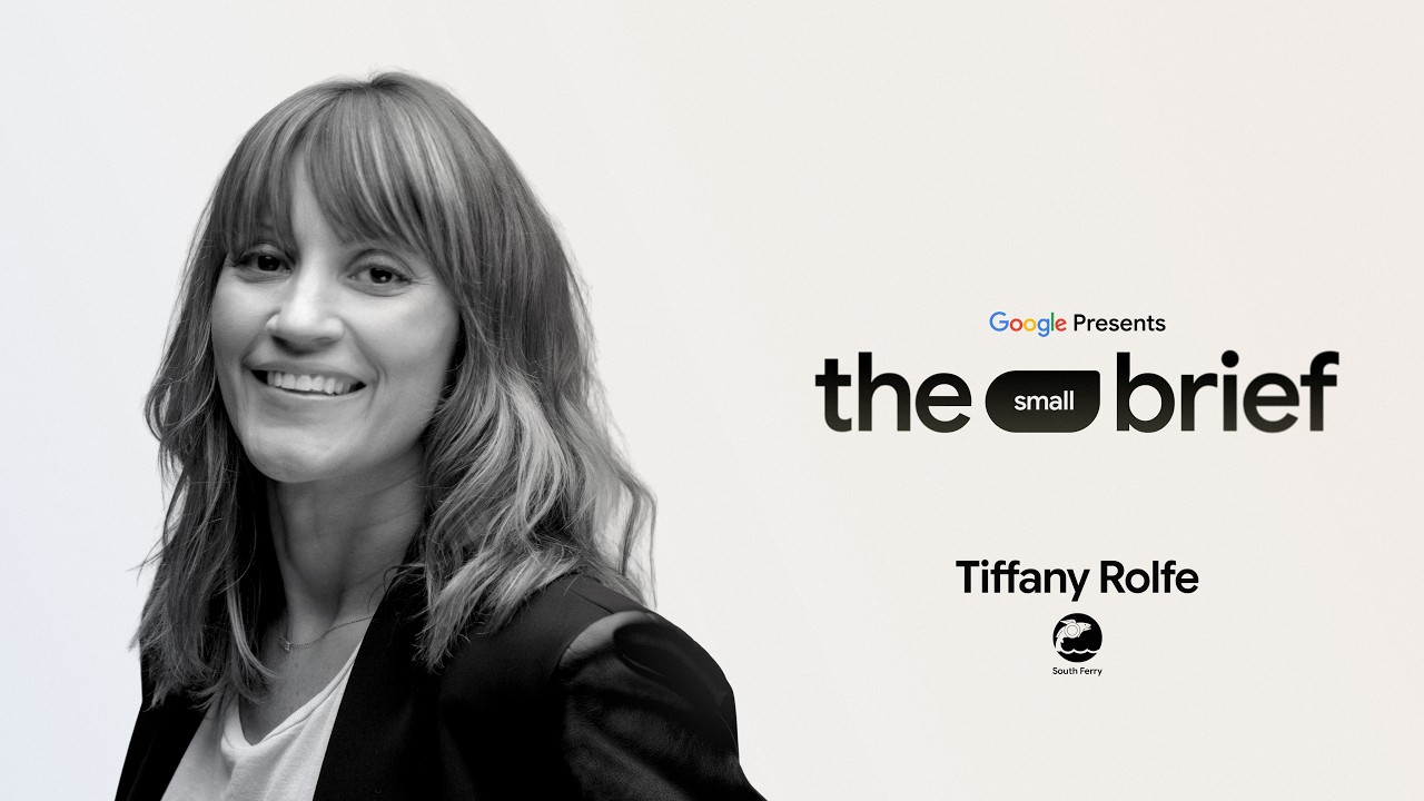幕后视频官方海报：Tiffany Rolfe 肖像与 The Small Brief 英文标识。