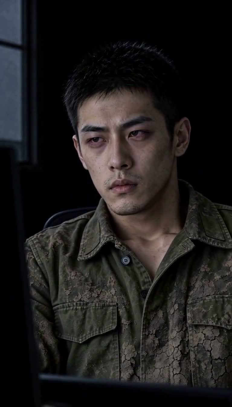 A frame from ZenStory's public 24-second drama sample showing a seated man in a dark jacket.