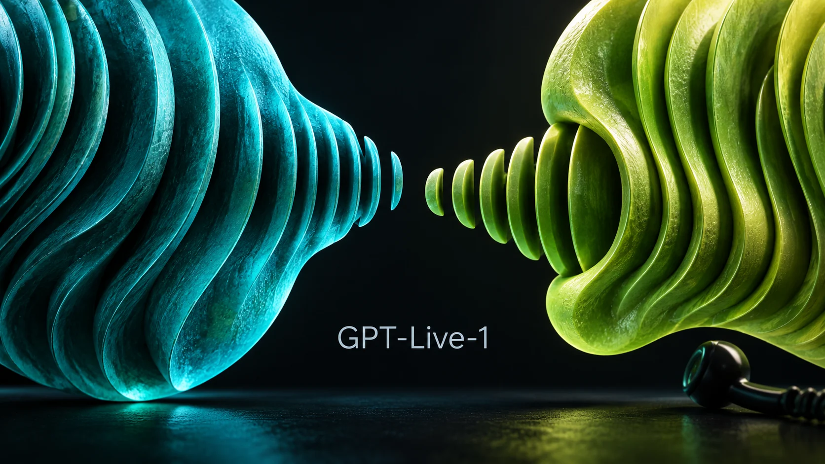 两组交错声波形成对话轮次，表现 GPT-Live-1 实时语音交互