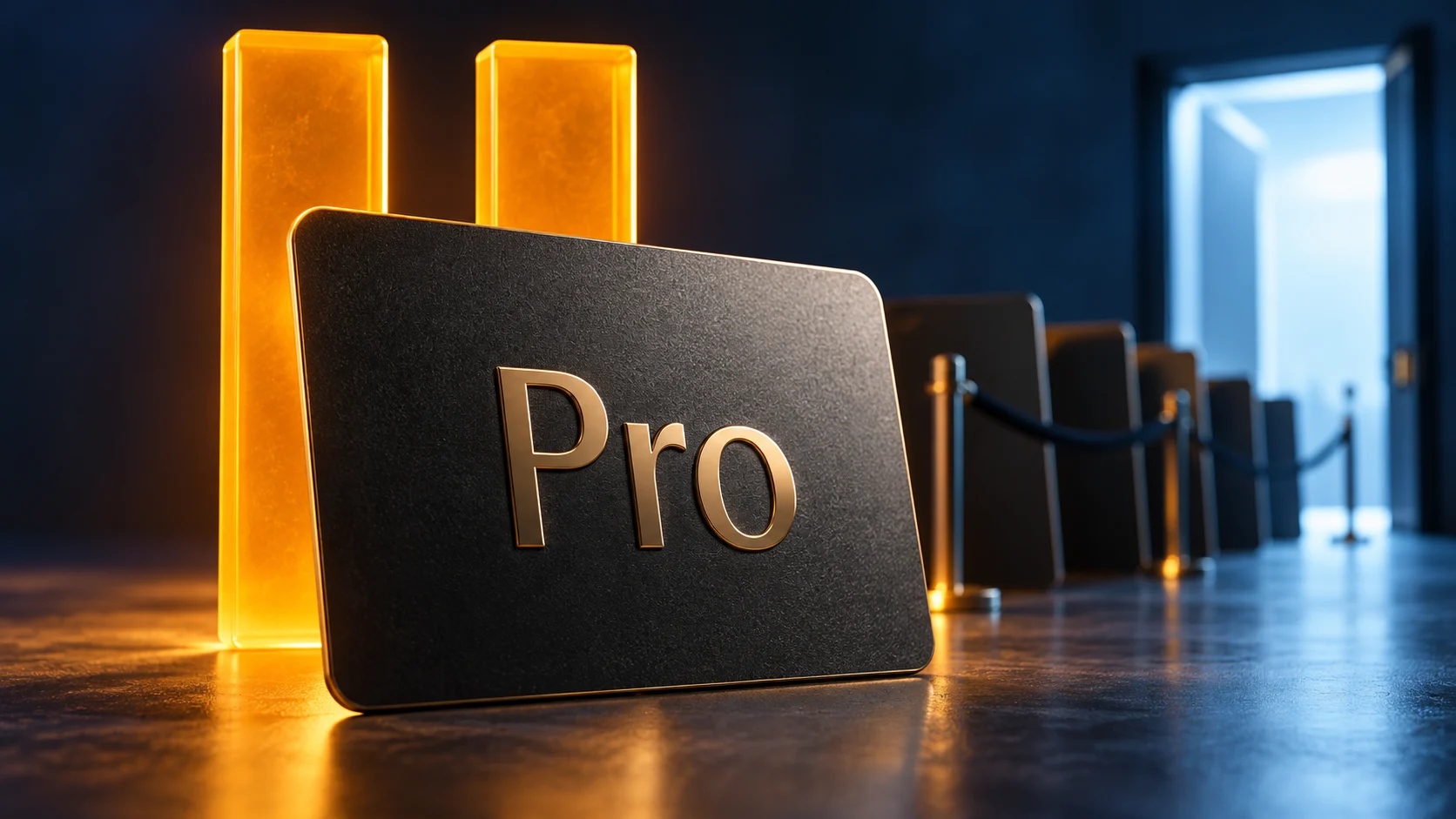 Pro 卡片上的暂停符号与入口队列，表现新订阅暂停