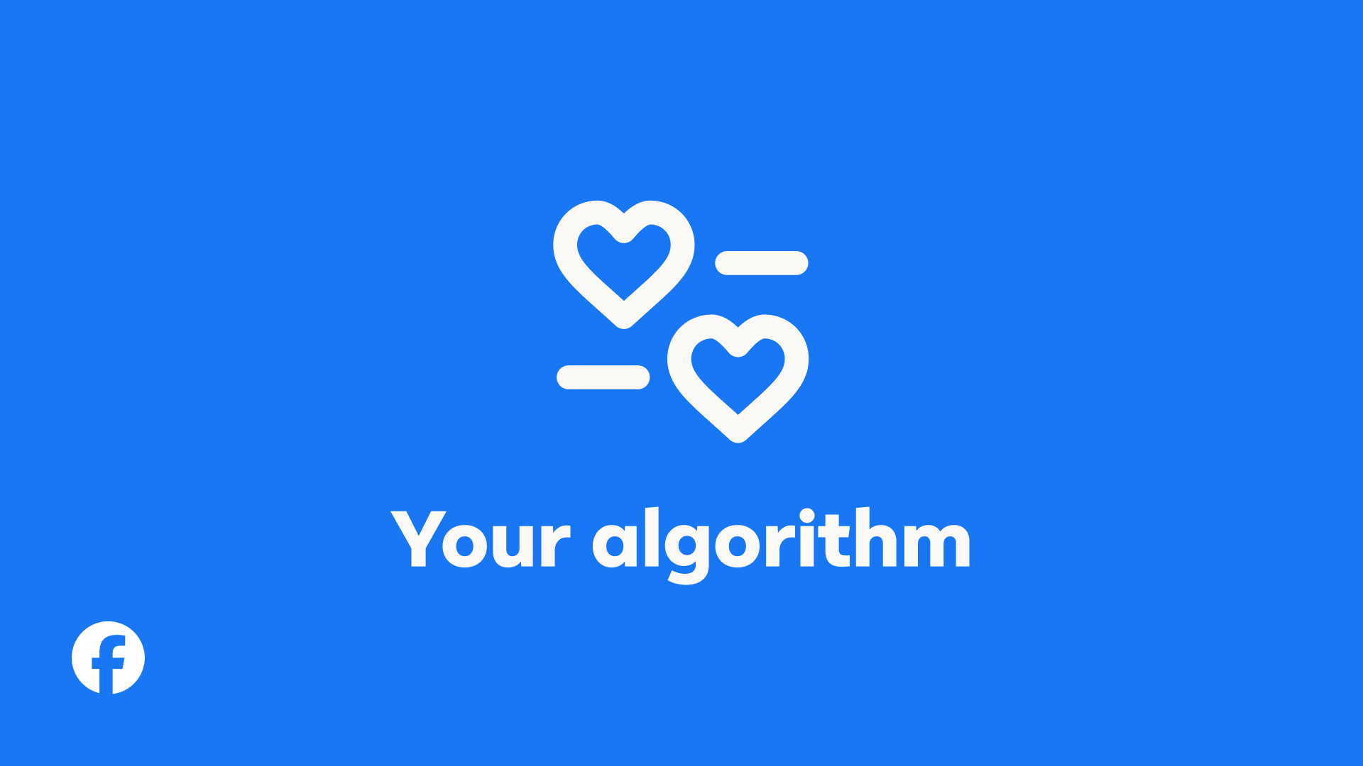 Facebook’s official Your algorithm artwork, with an interest-control symbol and the feature name on blue.