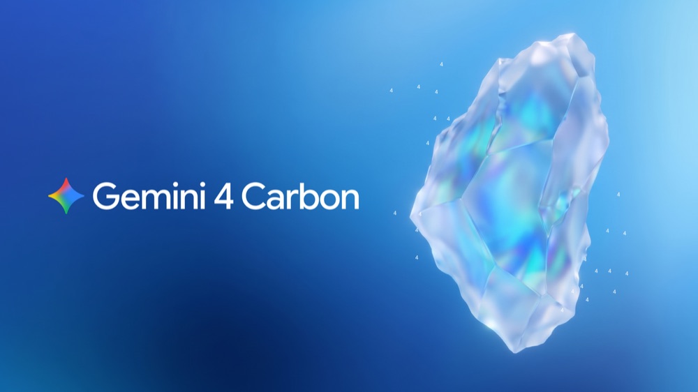 Gemini 4 Carbon 官方社交分享图：深色底上的模型标志与光线。