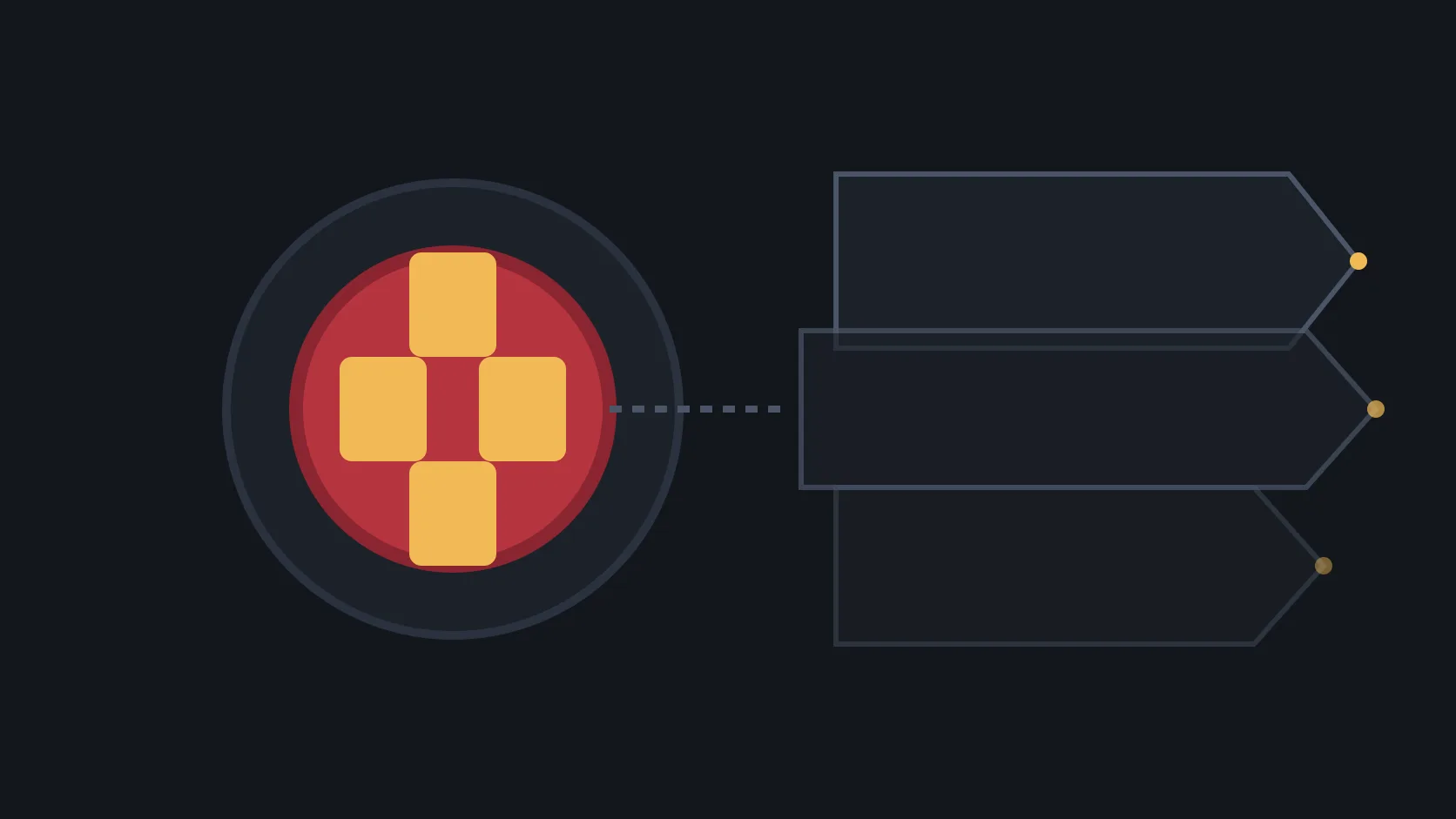 Editorial illustration of a red emergency-stop button beside layered translucent shields, one layer of many defenses