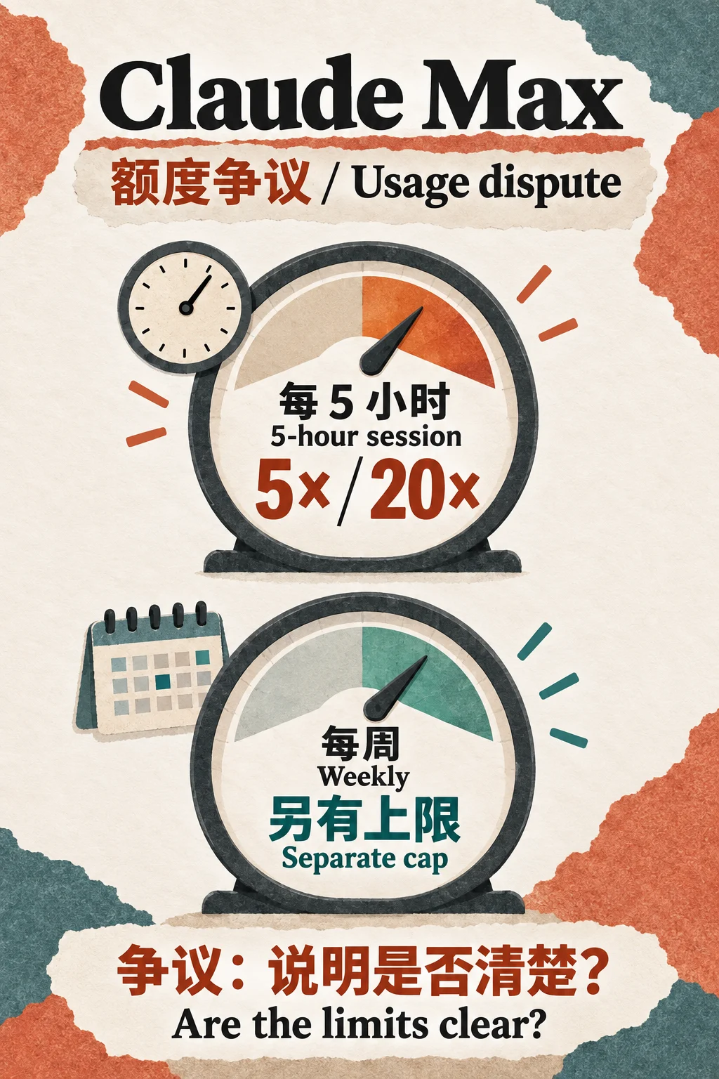 Two separate gauges distinguish the five-hour session allowance from the weekly usage cap.