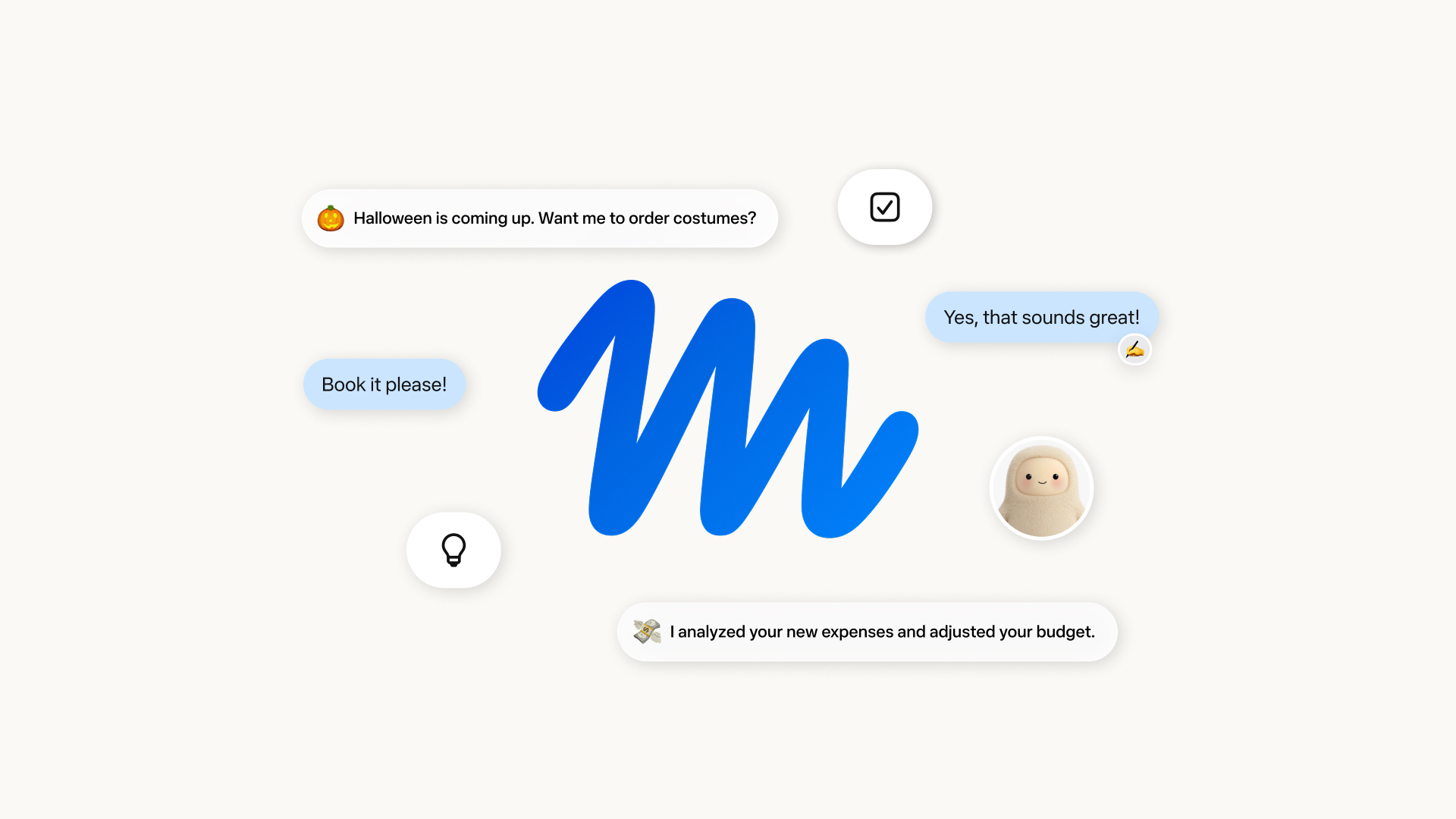 Official Meta Muse artwork showing reminders and replies about everyday tasks