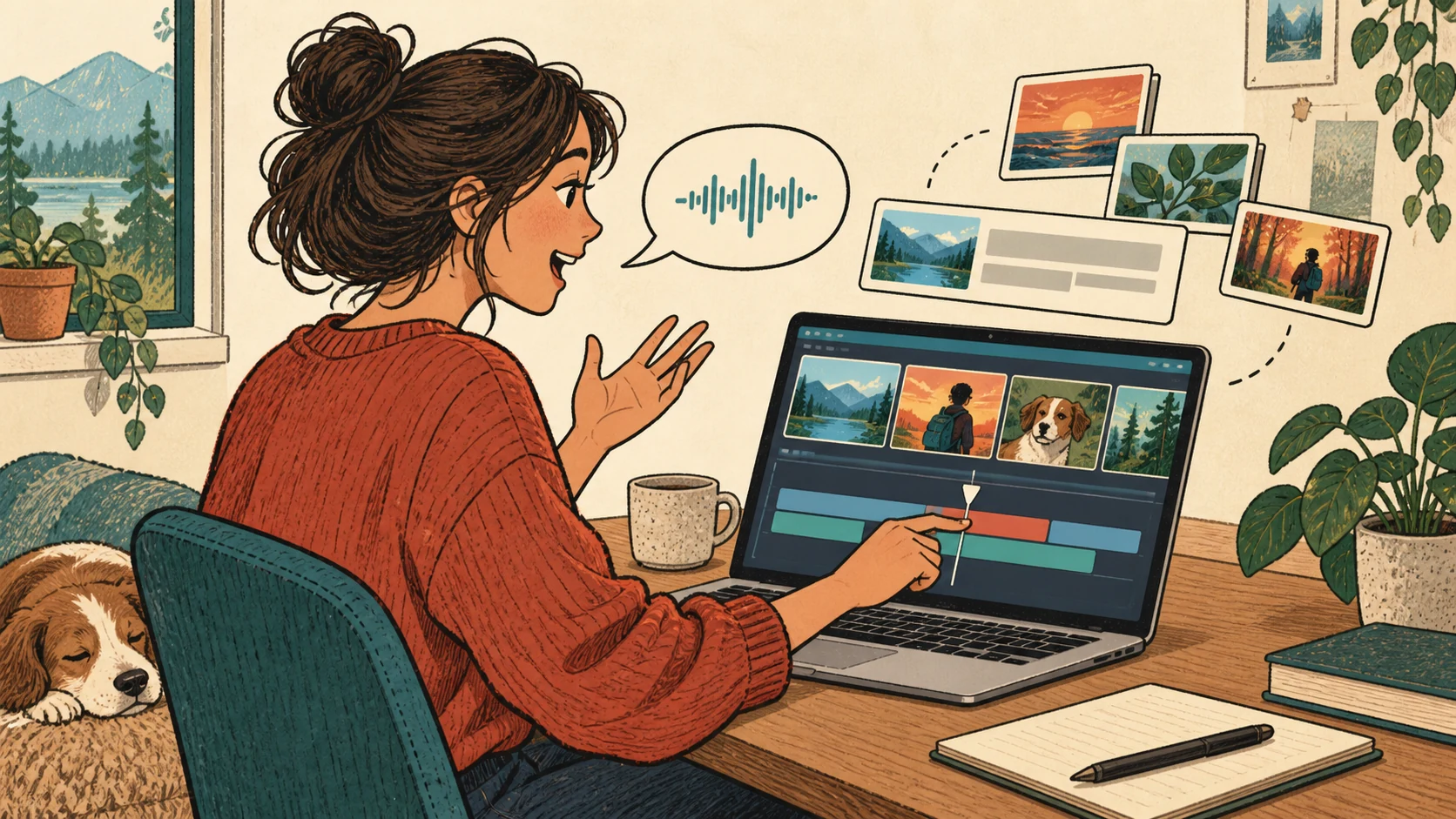 A person states editing intent while adjusting a cut on an editable video timeline.